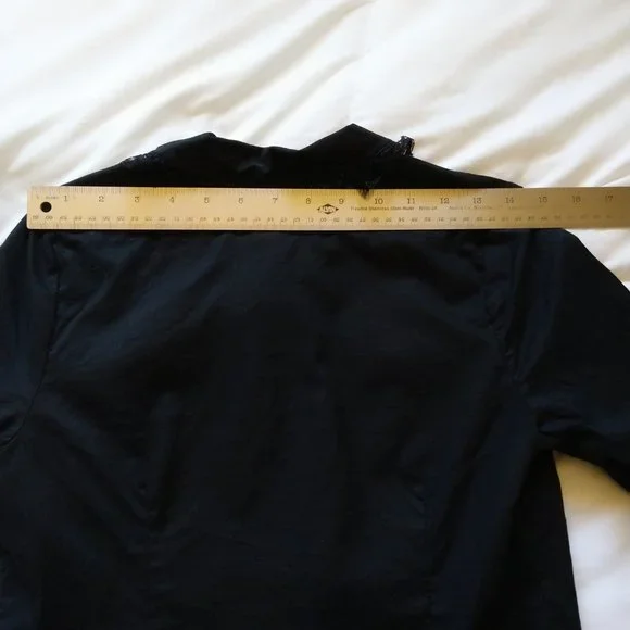 Black cotton 3/4 sleeve button down shirt with lace trim Xhilaration size XS - Picture 8 of 16